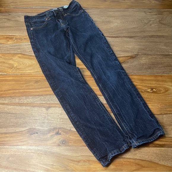 Volcom Vorta Slim Regular Straight Jeans Boys Dark Blue Denim Wash  SZ 27/14Y - Picture 1 of 14